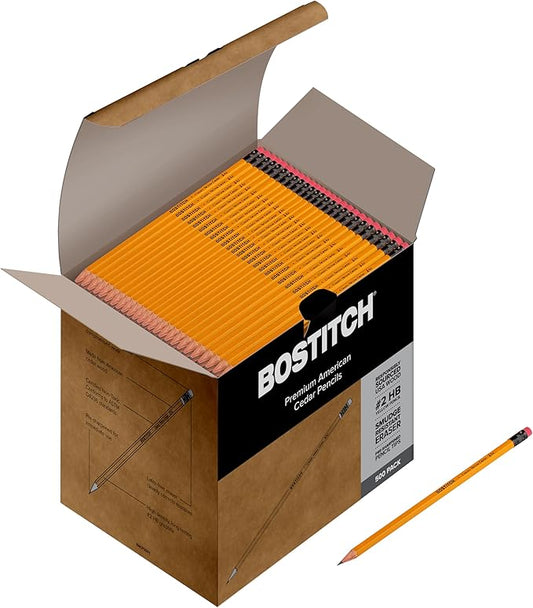Bostitch Office Premium #2 Pencils, American Cedar Wood, Pre-Sharpened, HB Graphite, 500-Pack