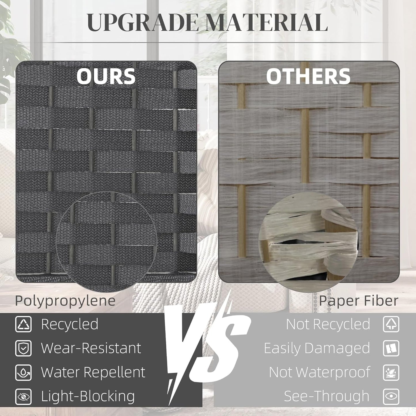 HOMCOM Room Divider, 8 Panel Folding Privacy Screen, 5.6' Tall Freestanding Partition for Home Office, Bedroom, Charcoal Gray