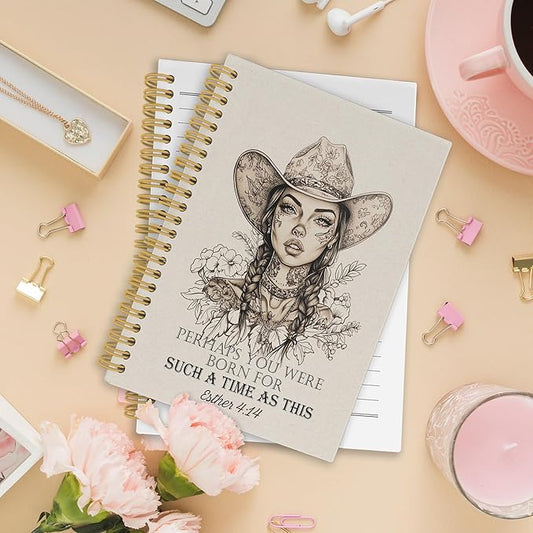 Christian Western Spiral Notebook, Western Cowgirl Bible Journaling Notebooks for Note Taking, Religious Scripture Hardcover Journals for Women 160 Pages 5.5x8.3 Inch, Gifts for Teen Girls