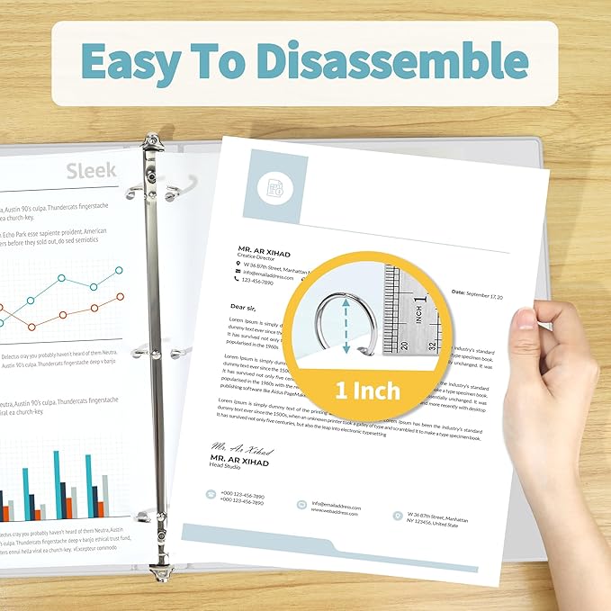 SUNEE 3 Ring Binder 1 Inch 12 Pack, Clear View Binder Bulk Three Ring PVC-Free (Fit 8.5x11 Inches) for School or Office Supplies, White