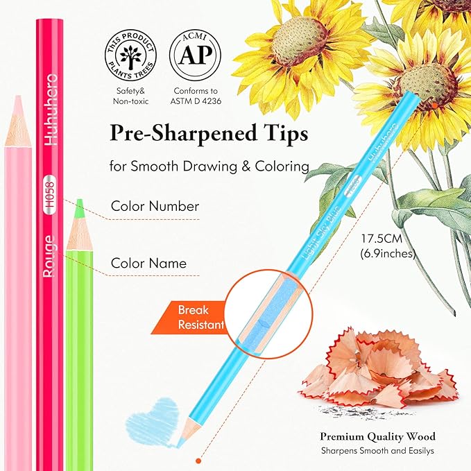 Huhuhero 120 Count Colored Pencils Set for Adult Coloring Books, Soft Core Vibrant Blendable Art Drawing Pencils, Premium Art Supplies for Kids Adults Beginners, Back to School Supplies Teacher Gifts