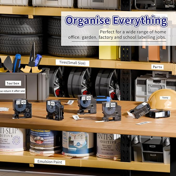 6-Pack Compatible Dymo D1 Label Tape 19mm 45803 45803s S0720830 Label Maker Refills, Black on White, 3/4 Inch x 23 Ft(7m), for Dymo LabelManager 360D 420P 450D 500TS 450 Duo Label Maker