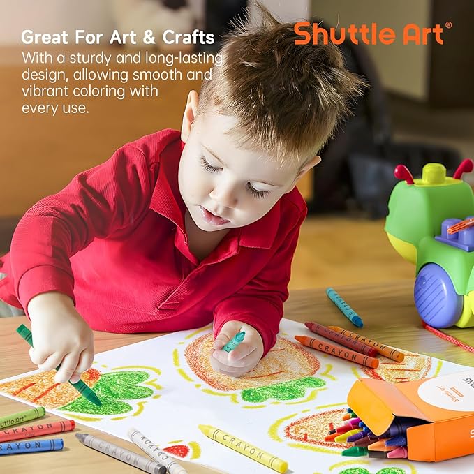 Shuttle Art Crayons Bulk Set - 24 Boxes of 24 Assorted Colors, 576 Count Durable & Non-Toxic Teacher-Quality Crayons, School Supplies bulk For Family Class Party Favors