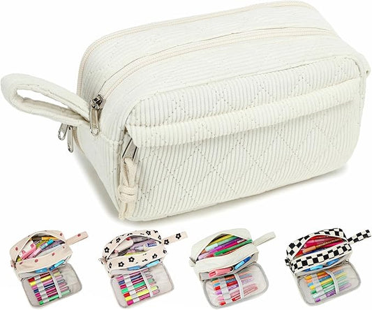 Bluboon Big Capacity Pencil Case Pencil Pouch Pen Case School Supplies Cute Pencil Box Pencil Bag for Teen Girls Boys Women Man (Beige)