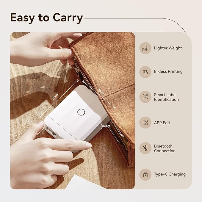 NIIMBOT Label Maker Machine with Tape, D110 New Version Mini Portable Bluetooth Thermal Printer, Sticker Maker Label Maker for Home Office Organization School, Light Gray