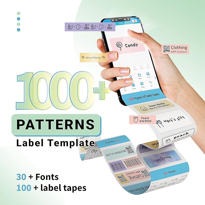 Phomemo Label Maker Machine with Tape, D35 Wireless Bluetooth Labels Maker Portable Mini Label Printer, Easy to Use with Smartphone Small Sticker Labeler Multiple Templates for Home Office organizing