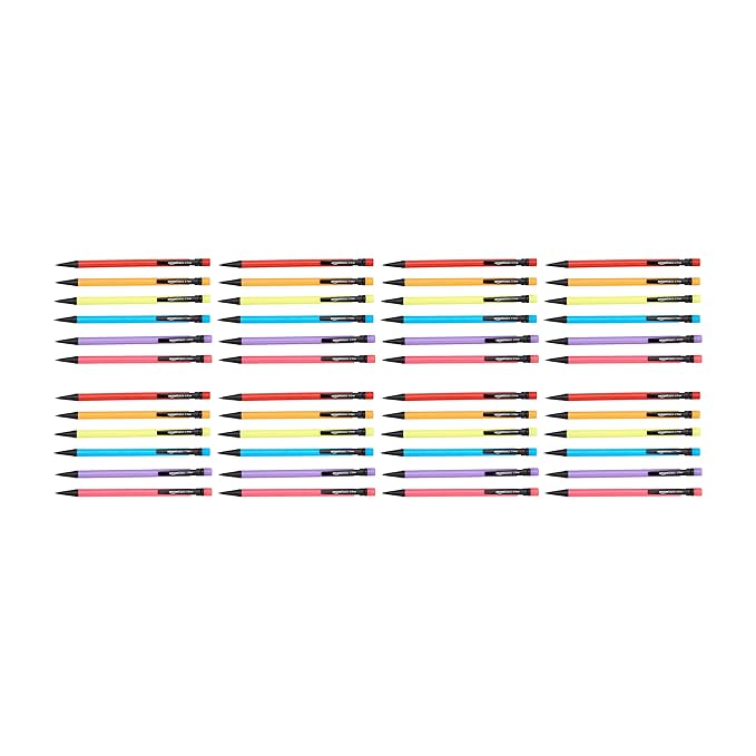 Amazon Basics Mechanical Pencils 0.7mm For Writing, Drawing, Bulk Office and School Supplies, Multicolor, 48-Pack