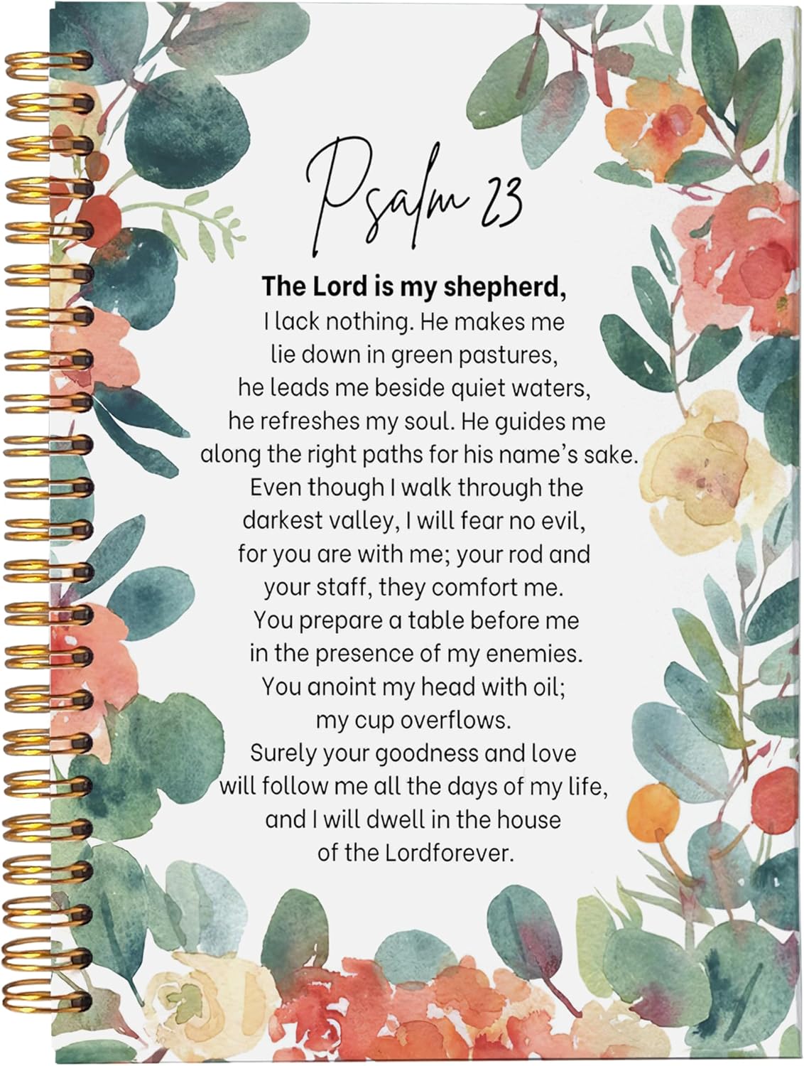 VNWEK Christian Art Gifts Notebook Journal - Christian Notebook for Women, Bible Journaling Notebook, Notebook for Bible Notes, Notebook Spiral Bound with, Psalm 23 Writing Pads