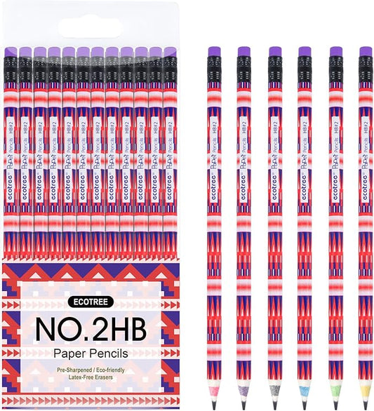 ECOTREE Pencils #2 Pre-Sharpened Pencils for Kids Number 2 Pencil with Erasers for School, Writing, 12 Count