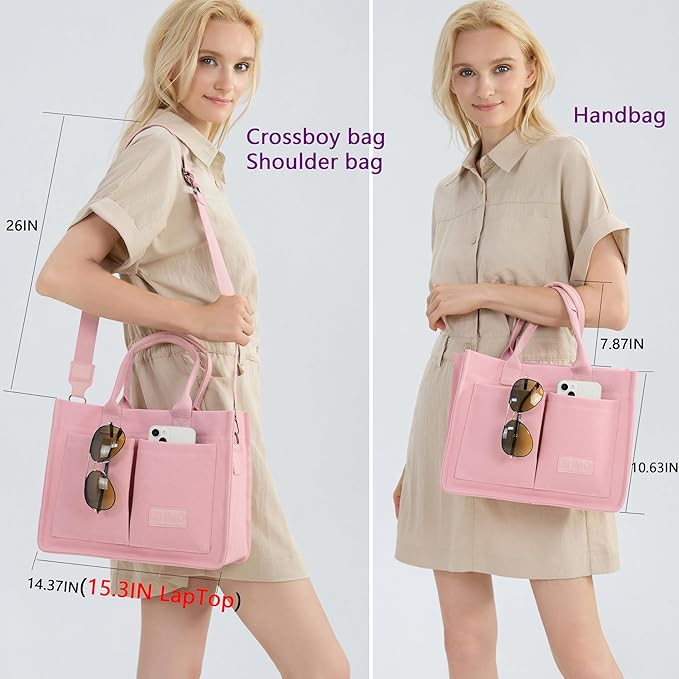 Tote Bag for Women With Compartments,Large Canvas Tote Women's Purse Crossbody Bags Work Laptop Book Bag Satchels Handbags
