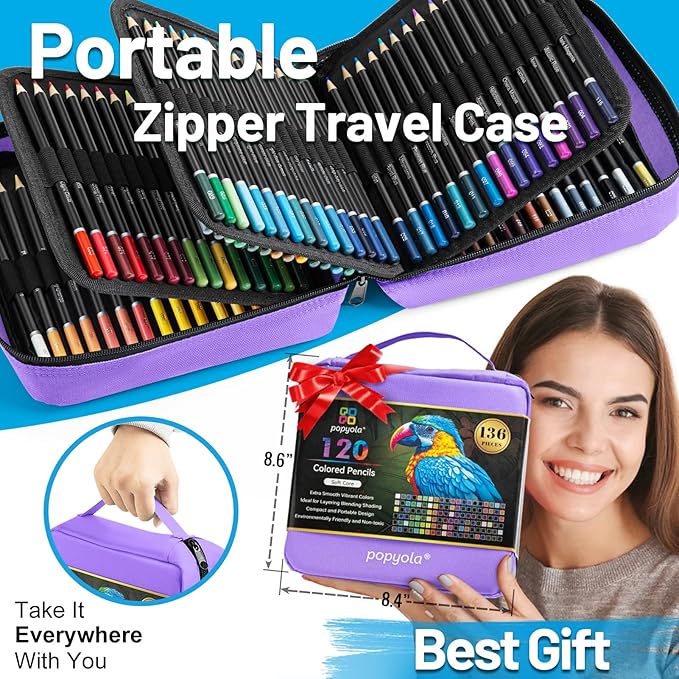 136 PCS Colored Pencils Set for Adult Coloring Books, 120 Colored Pencils with Sketchbook, Coloring Book, Sharpener, Soft Core Oil-Based Coloring Pencils for Artists Drawing Sketching Blending Shading