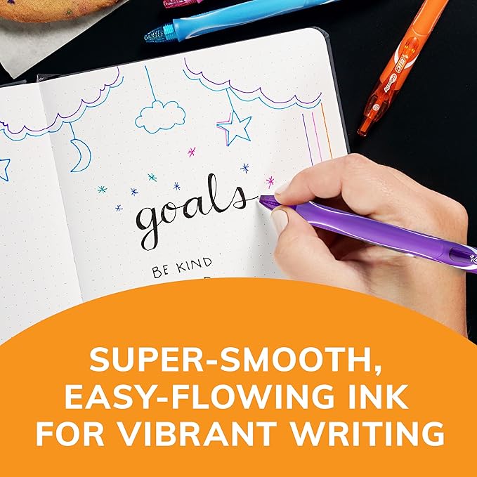 BIC Gelocity Quick Dry Assorted Colors Gel Pens, Medium Point (0.7mm), 3-Count Pack, Retractable Gel Pens With Comfortable Full Grip