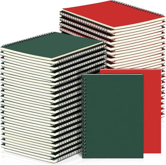 Yahenda 18 Pcs Spiral Notebook Bulk A5 Journal Lined 8.3'' x 5.5'' Writing Composition Paper Small Notepad Subject Notebook for Students Office Business Back to School Supplies (Deep Green,Red)