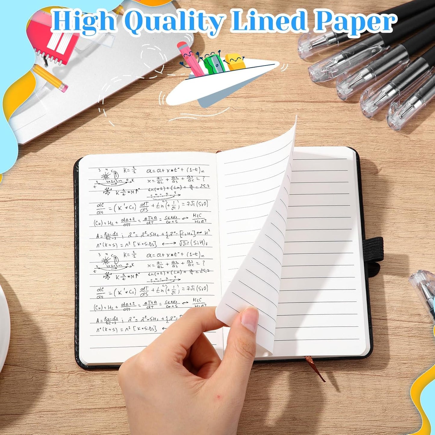 Sayglossy 25 Pack Pocket Small Notebook Journals with Pen 5.6'' x 3.7'' Mini Journaling Notepads A6 Ruled Journals Hardcover Lined Notebook Bulk with Pen Holder for Office School Memo(Black)