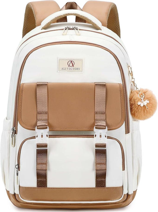 AO ALI VICTORY Laptop Backpack 16 Inch Kids Elementary Middle High School Bag College Backpacks Women Work Business Back Pack Travel Rucksack Large Bookbag for Teens Girls Womens Students, Brown