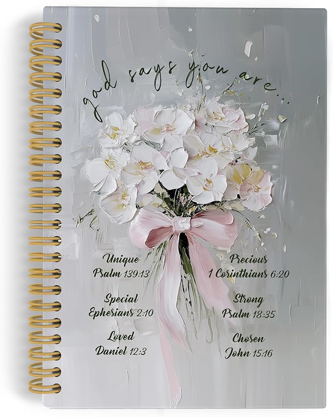 Christian Floral Spiral Notebook Journal, Vintage Hydrangea Flower Bible Notebooks for Note Taking, Christian Gifts for Women, Bible Journaling Hardcover Spiral Journal 5.5x8.3 Inches Writing Pads