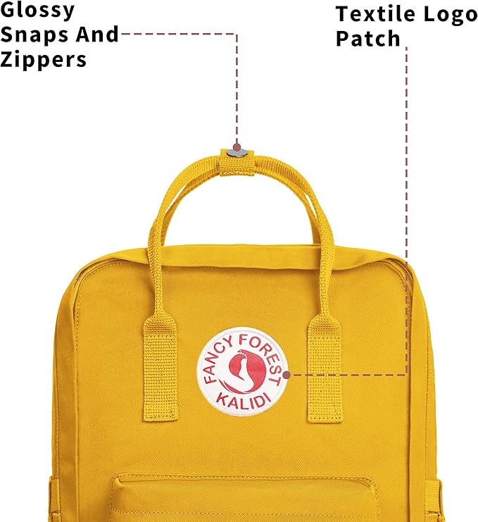 KALIDI Casual Laptop Backpack 15 Inches Classic Camping Rucksack Travel Outdoor Square Daypack College Hiking Gym Bag, Yellow