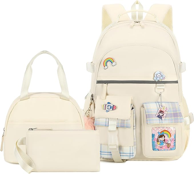 Hey Yoo Cute Backpack for School Backpack for Girls Backpack with Lunch Box Bookbag Set Kids Backpacks for Teen Girls