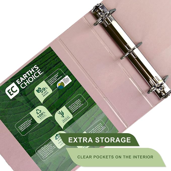 Samsill Plant-Based 3 Inch Durable D-Ring, Made in USA, View Binder, Eco-Friendly, USDA Certified Biobased, Single, Light Pink