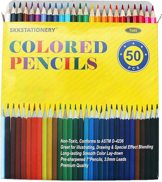 SKKSTATIONERY 50Pcs Colored Pencils,50 Vibrant Colors, Drawing Pencils for Sketch, Arts, Coloring Books, Back to school Christmas Halloween Gifts