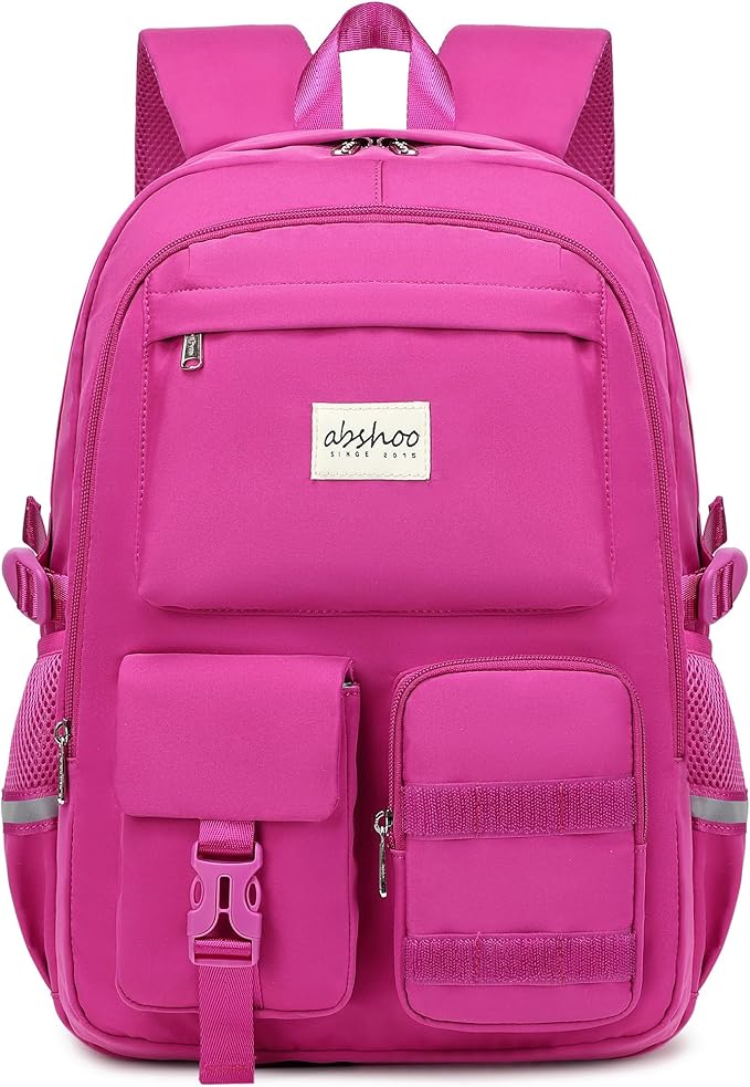 abshoo Big Student Laptop Backpack For College Women Middle High School Teen Girls Bookbag Travel Daypack (Hot Pink)