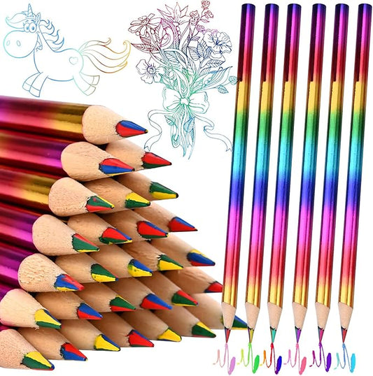GOLDGE 40Pcs 4-in-1 Rainbow Pencils Party Favors (NOT pre-sharpened)– Colored Pencils for Kids, End-of-Year Student Gifts from Teachers, Goodie Bag Stuffers for Birthdays, Classrooms