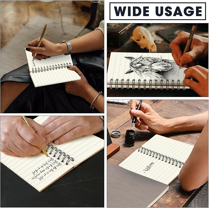 Jutom 2 Pcs Small Spiral Notebooks Memo Pads 3x5 Bulk Small Pocket Notebooks Mini Notepads with Lined Pages Mini Journals for Office Back to School Work Writing Supplies, 120 Pages (Kraft Color)