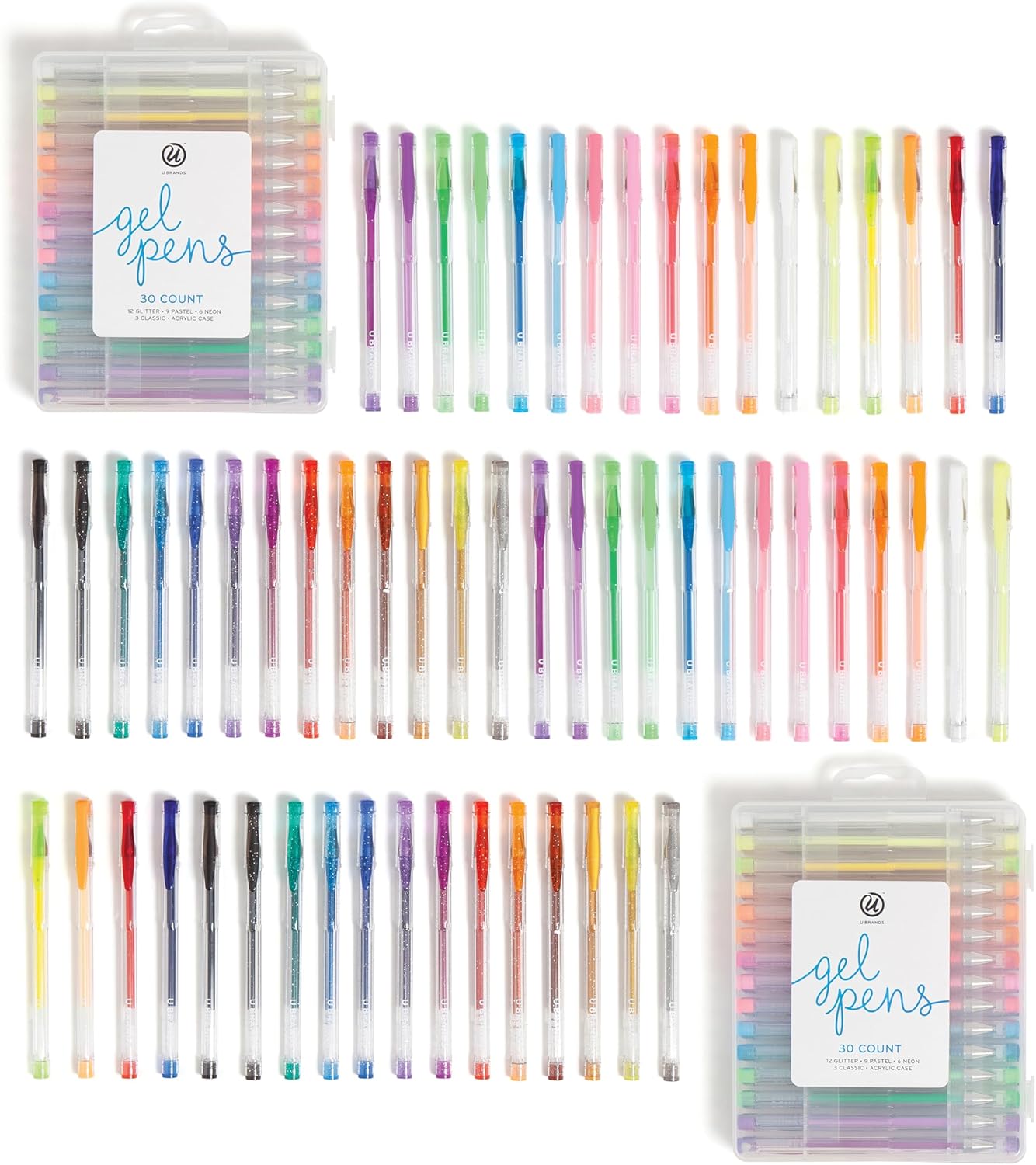 U Brands Metallic Gel Pens, Set of 60, Assorted Point Sizes, Glitter, Pastel, Neon and Classic Assorted Colors