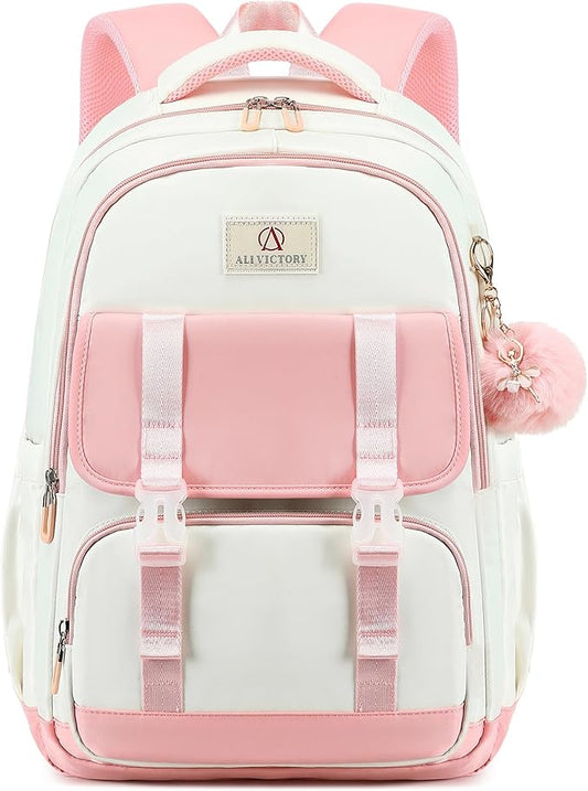 AO ALI VICTORY Laptop Backpack 16 Inch Kids Elementary Middle High School Bag College Backpacks Women Work Business Back Pack Travel Rucksack Large Bookbag for Teens Girls Womens Students,Pink