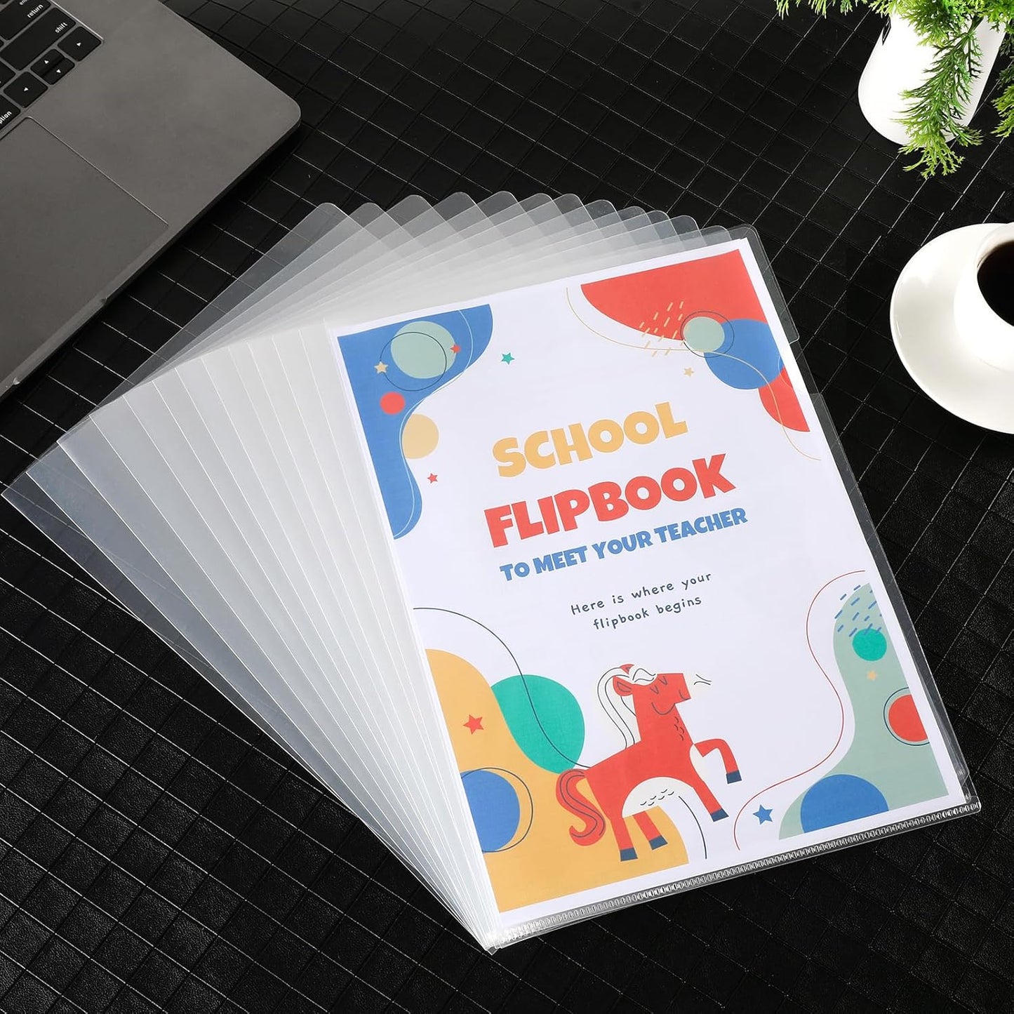 76 Pcs L-Type Clear Plastic File Folders - A4/Letter Size Transparent Plastic Sleeves Ideal for School and Office Supplies