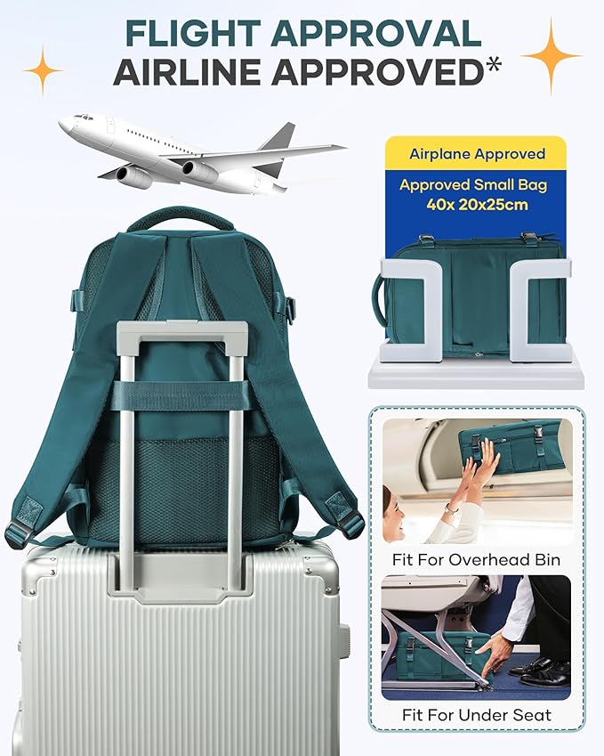 coofay Travel Backpack Carry on Flight Approved Mochila De Viaje Carry on Backpack for Airplanes Spirit Airlines Personal Item Bag 18x14x8 Inches Travel Bag Traveling Backpack for Women Men