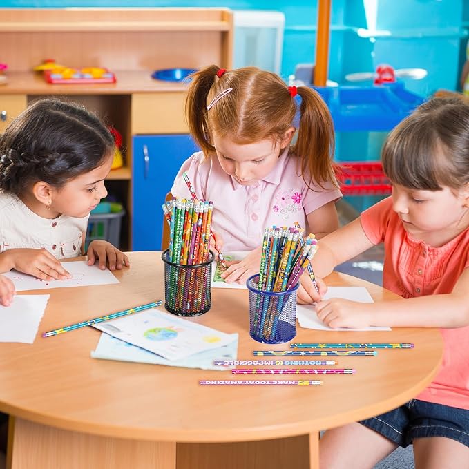 60 Pcs Motivational Pencils Bulk, Rainbow Inspirational School Pencils for Classroom, Cute Pencil with Encourage Positive Sayings, Back to School Supplies for Kids Student Teacher Classroom Reward