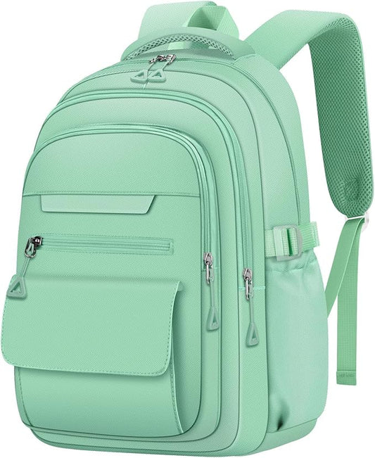 Cute Backpack for School Teen Girls Green Bookbag Aesthetic Womens Travel Book Bags for School Kids Student Back Packs