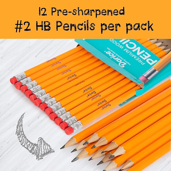 Darice Wood-Cased Pencils, 576pc Bulk Pre-sharpened #2 HB Pencils with Eraser for Classroom Back to School Supplies, 12 x 48 Pack