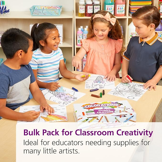 Colorations Chubby Crayons for Kids Set of 200 Rainbow Crayons Classroom Supplies (2-11/16"L x 9/16"Dia), Yellow