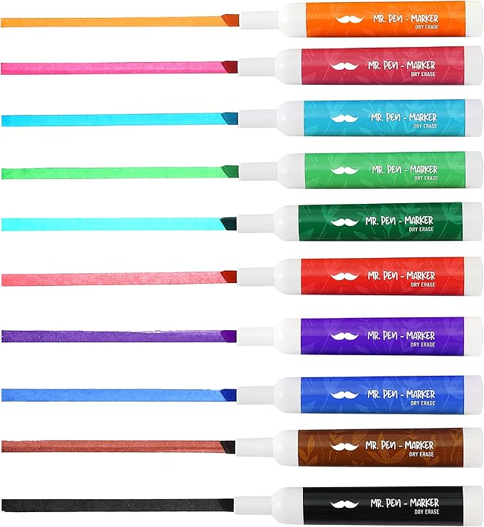 Mr. Pen- Dry Erase Markers, Low Odor Chisel Tip, 10 Pack, Assorted Colors, White Board Markers Dry Erase, Chisel Tip Markers, Whiteboard Markers, Dry Erase Pens, Back to School Supplies