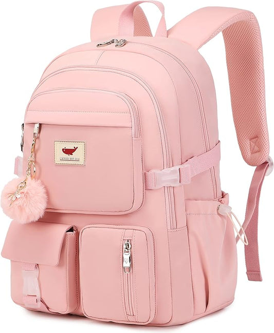LXYGD Laptop Backpack 15.6 Inch Kids Elementary Middle High School Bag College Backpacks Anti Theft Travel Back Pack Large Bookbags for Teens Girls Women Students (Pink)