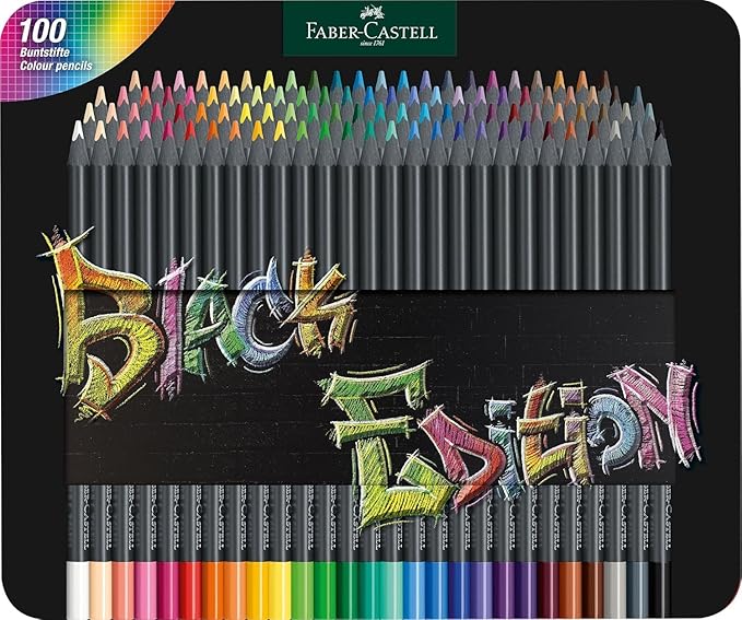 Faber-Castell Black Edition Colored Pencils, Classic 1 Count (Pack of 100)