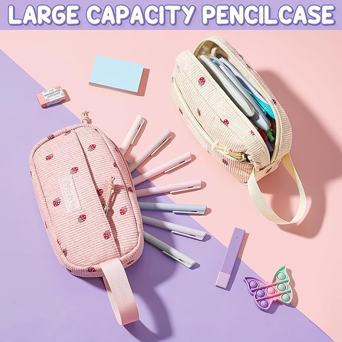 Fimibuke School Backpack for Girls Boys - 3PCS Corduroy Kids Backpack Set with Lunch Box & Pencil Pouch, Lightweight Teen Girls School Bag Laptop Bag Travel Daypack for Elementary Middle High School