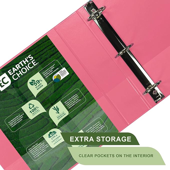 Samsill Plant-Based 2 Inch Durable Round Ring, Made in USA, View Binder, Eco-Friendly, USDA Certified Biobased, Single, Berry Pink