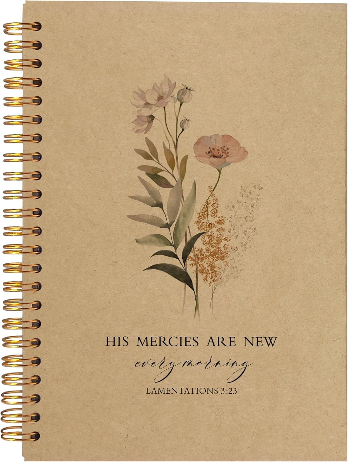 BearCake Floral Christian Notebook Journal, Christian Gifts for Women, Bible Notebooks for Note Taking, Bible Journaling Notebook, Hardcover Spiral Notebook 5.5x8.3 kraft paper