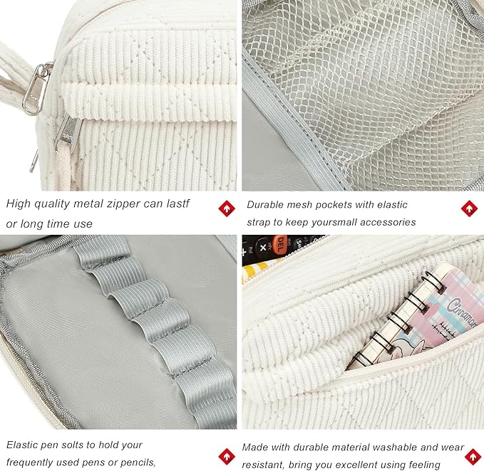 Bluboon Big Capacity Pencil Case Pencil Pouch Pen Case School Supplies Cute Pencil Box Pencil Bag for Teen Girls Boys Women Man (Beige)