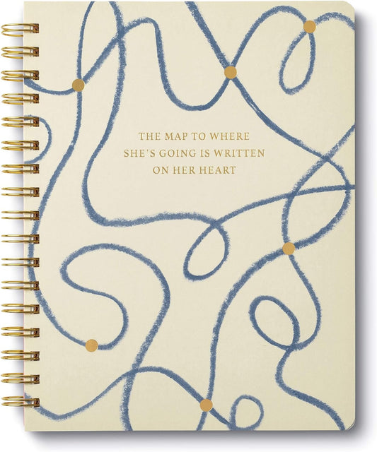 Compendium Spiral Notebook - The map to where she’s going is written on her heart. — A Designer Spiral Notebook with 192 Lined Pages, College Ruled, 7.0”W x 9.25”H