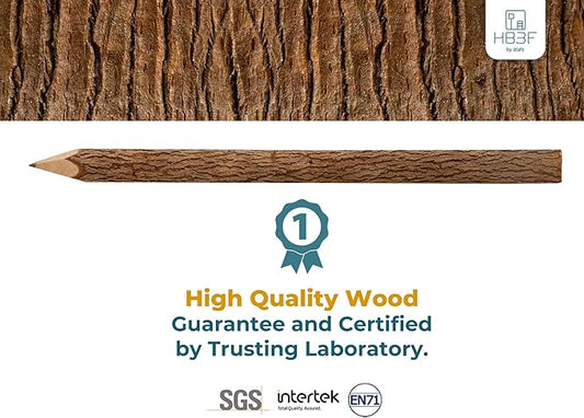 BSIRI Black Pencils Wood Pack of 12 in 7 Inch Tree Bark Wooden Favors in Rustic Twig Pencils Unique Gifts Camping Lumberjack Decorations Party Supplies Novelty Gifts as Natural Pencil