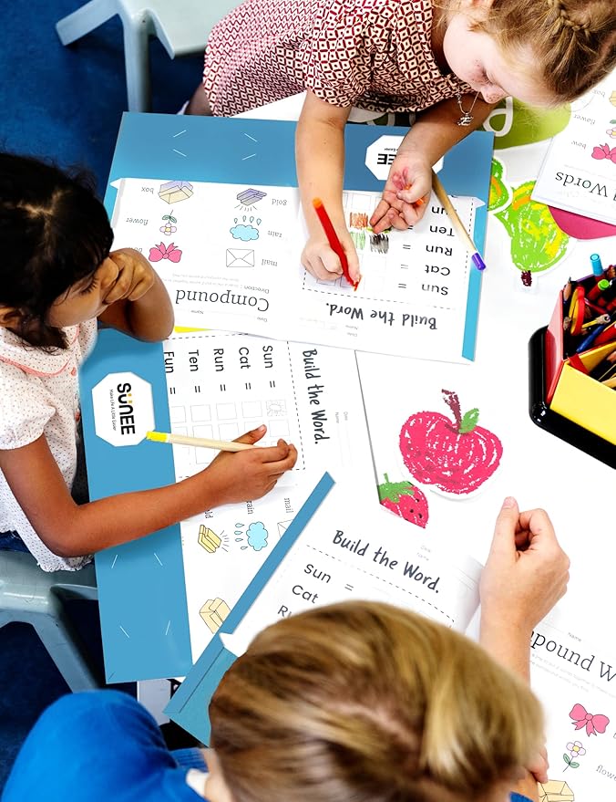 SUNEE Folders with Pockets 3 Hole Punched(50 Pack, Blue), 2 Pocket Folders Fit Letter Size Paper, Paper File Folder for School Office Home Bussiness