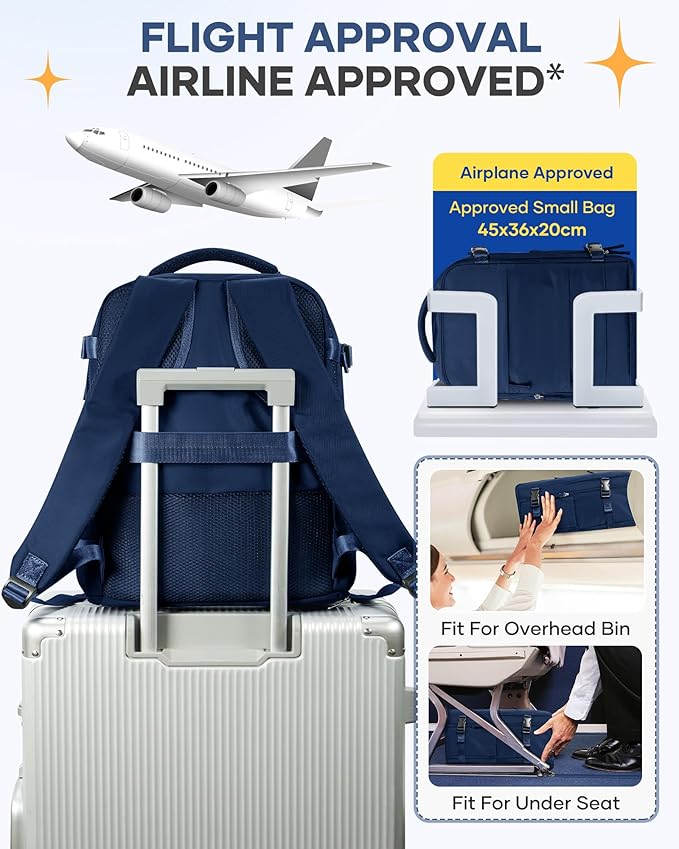 coofay Travel Backpack Carry on Flight Approved Carry on Backpack for Airplanes Personal Item Travel Bag 18x14x8 Inches Traveling Backpacks Airback Backpacks for Traveling Mochila de Viaje