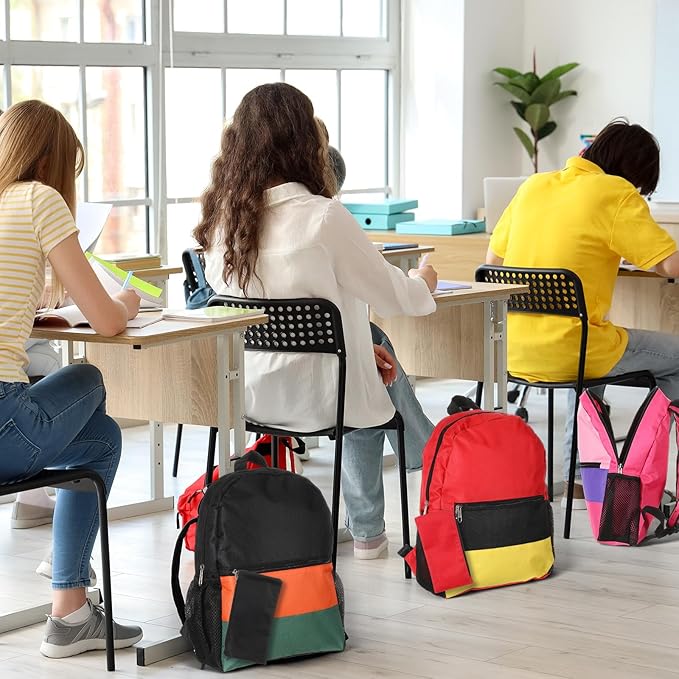 Cholemy 24 Pack 14" Kids Backpack Bulk for School with Zipper Pencil Pouch, Operation Christmas Wholesale Bookbag for Student (Stylish Color)