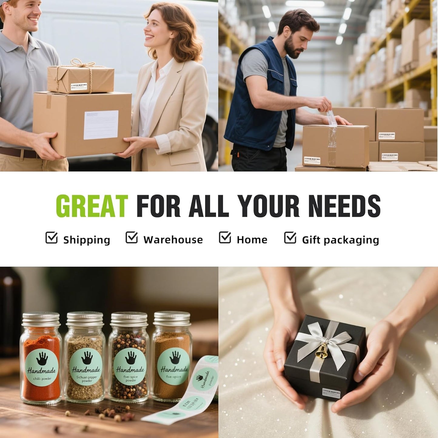 2"x 1" Direct Thermal Labels-Perforated Barcodes, Shipping Label Paper, Compatible with Zebra & Rollo Printers（1 Roll，1000 Labels/Roll）