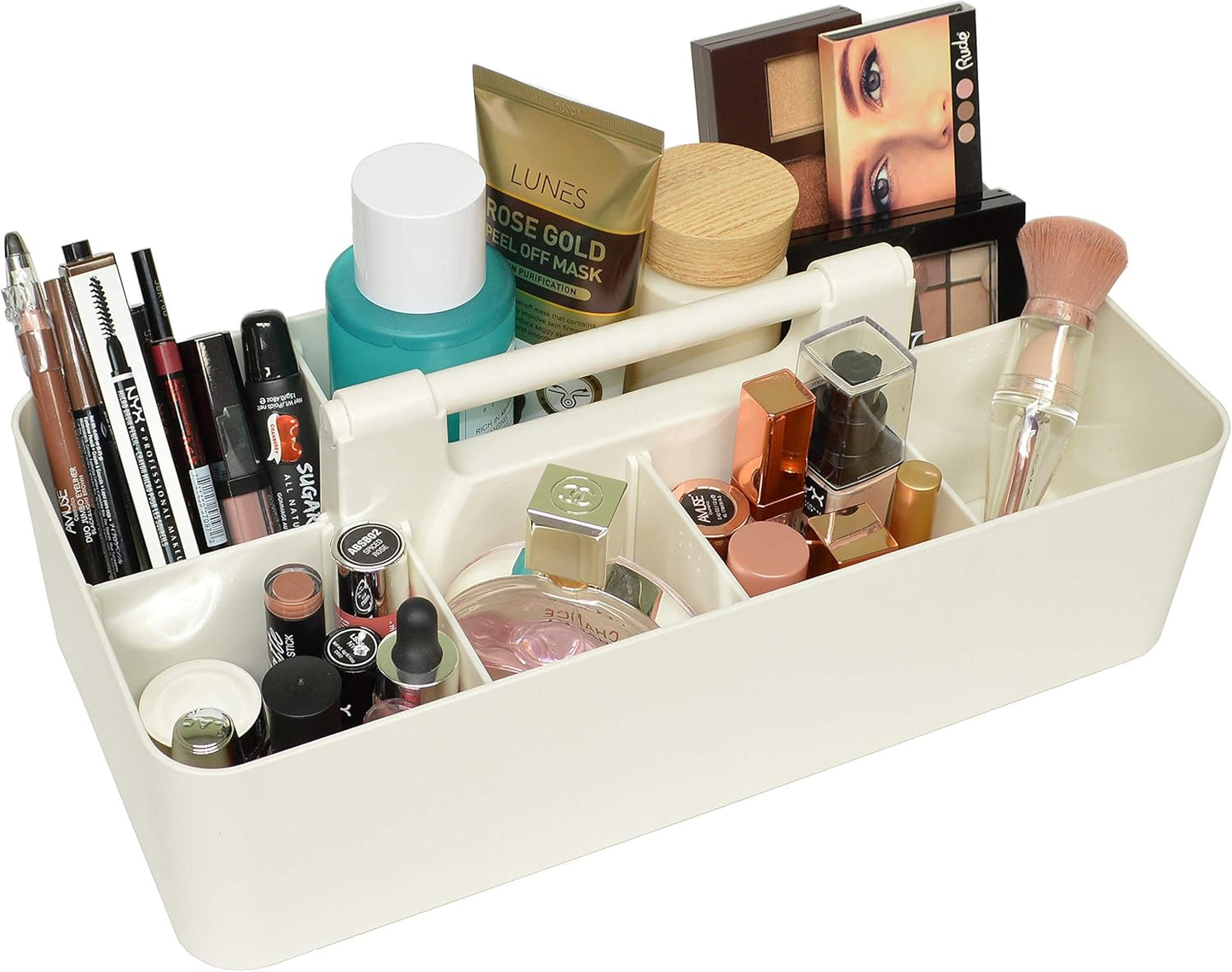 -Large Portable Caddy, DIY Dividers, 8 Compartments, School Office Supplies Home Business Organizer,Portable Basket with Handle Storage Organizer Modern Made in USA (10 PACK, Ivory)