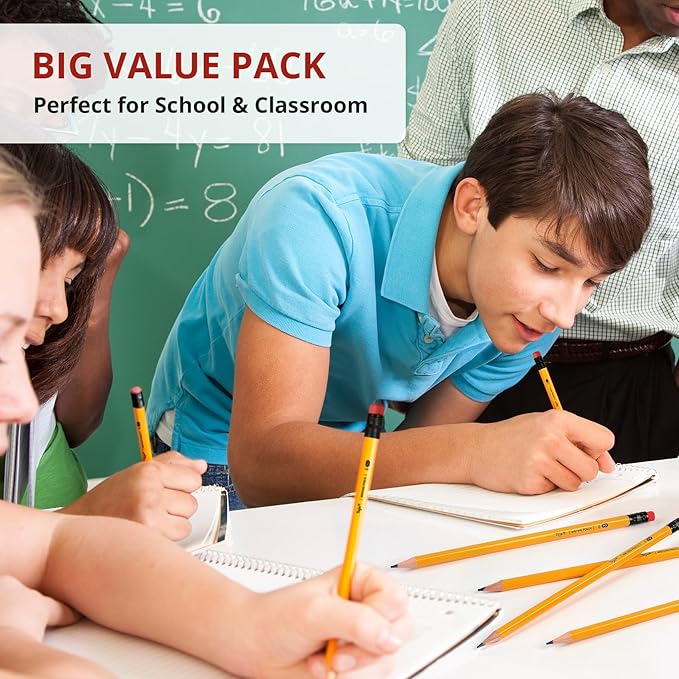 Wood-Cased #2 Pencils with Erasers, 1000 Pack Pre-sharpened Pencil, HB Lead, Bulk Yellow Pencils for School Teacher Supplies, Writing, Sketching and Drawing